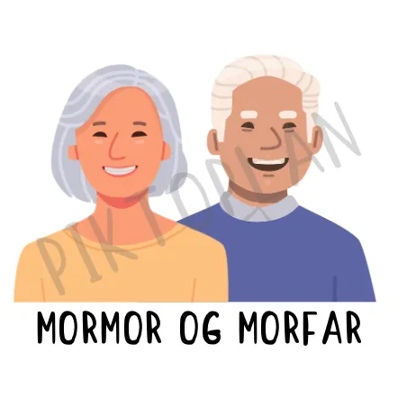 Piktogram - Mormor og morfar (Gul og blåt tøj) – Piktoplan